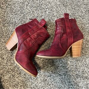 Just Fab Burgundy Ankle Boots